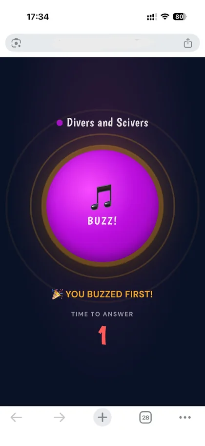 A team's phone screen after buzzing in first
